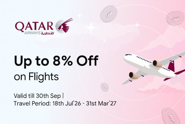 Get up to 8% Off on Flights with Qatar Airways Get up to 8% Off on Flights with Qatar Airways